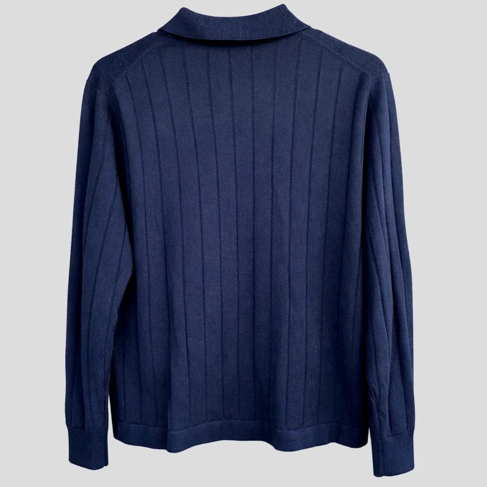 Banana Republic 100% Merino‎ Wool Ribbed Button Cardigan Navy Blue Size M